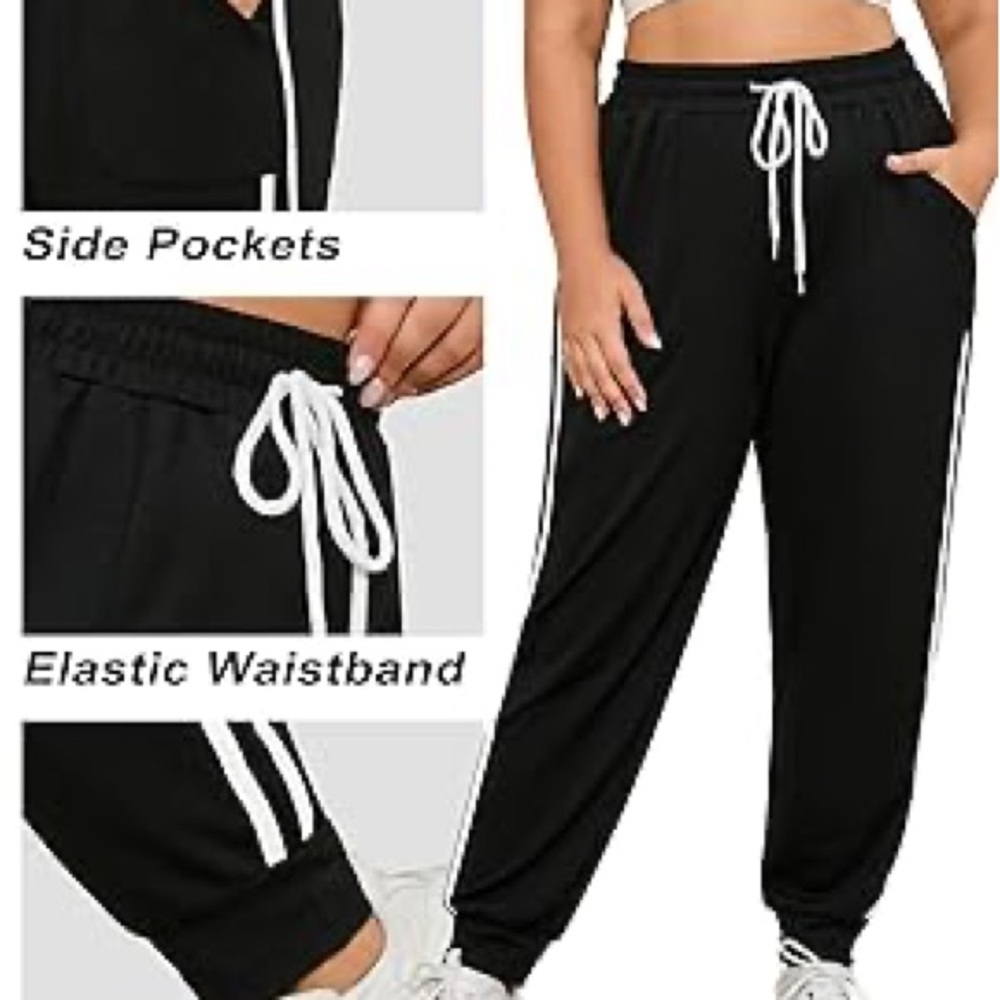 Women's Black Jogger Pants with Elastic Waistband